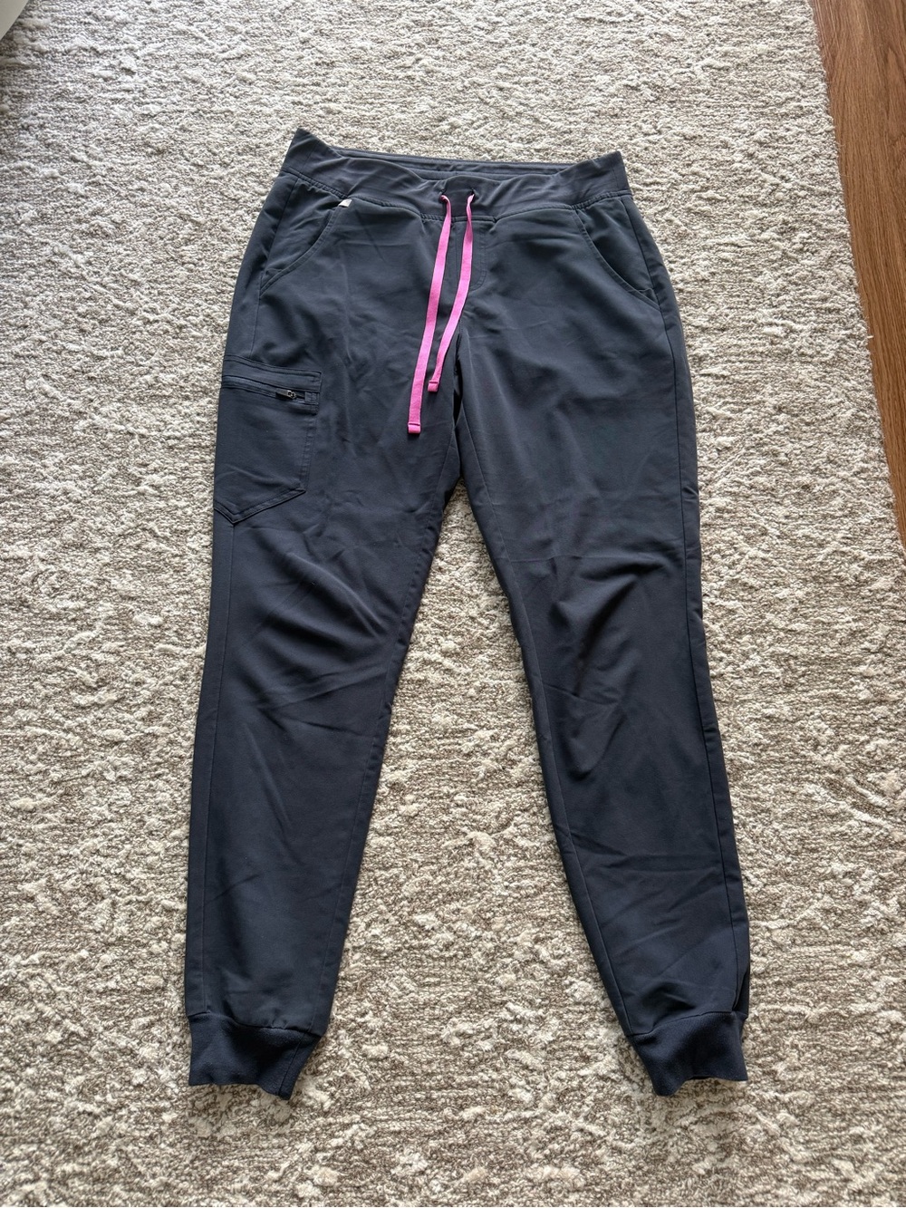 Figs Dark Harbor color Joggers with Pink Drawstring